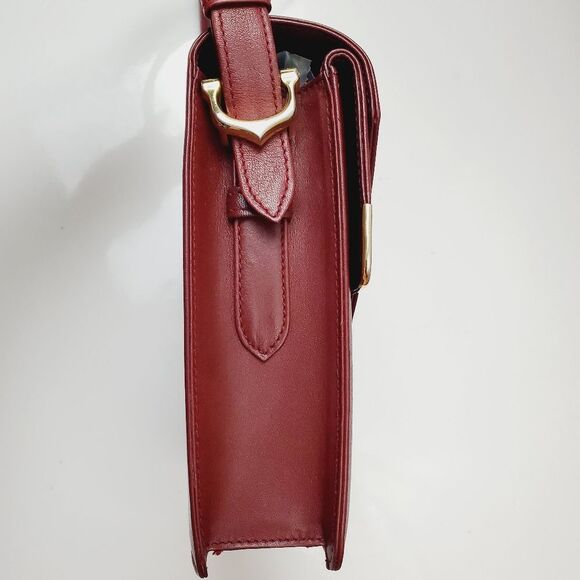 Cartier Bordeaux Shoulder Bag Double Flap Leather - Picture 5 of 16